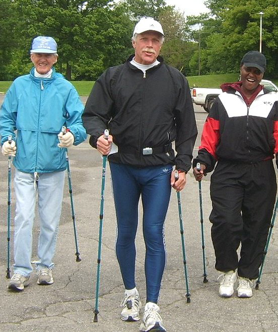 Nordic Pole Walking pic in parking lot